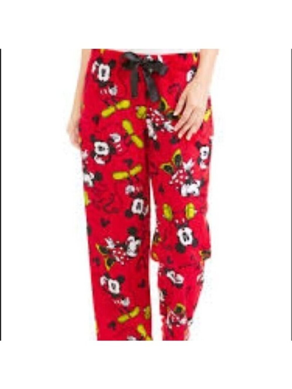 DisneyRed Mickey Mouse & Minnie Mouse Fleece Pajama Lounge Pants Sz Small - Picture 1 of 14